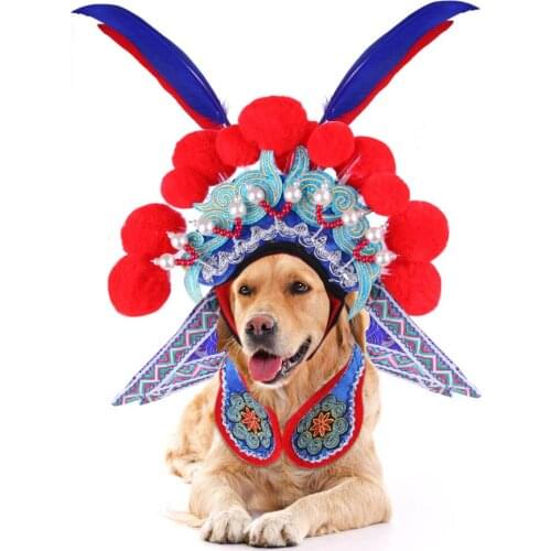 Peking Opera Pet Dog Cat Costumes Funny Otake Costume for Dogs Cats Cosplay Dog Clothes Chihuahua Pug Yorkshire Clothing