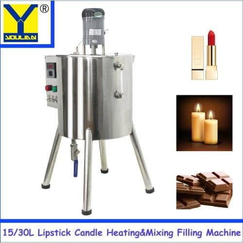 15/30L Candle Lipstick Heating&Mixing Filling Machine&Mixing hopper Stiring Tank Heating chocolate Filling Machine Food Grade