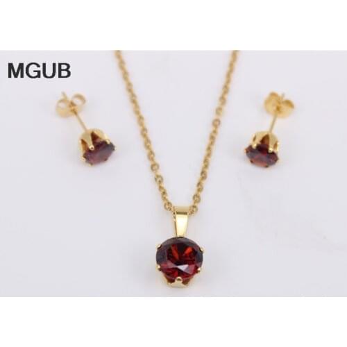 Cute small crystal set 8mm pendant 5mm earrings Free delivery 50cm chain Female wedding birthday ZN15