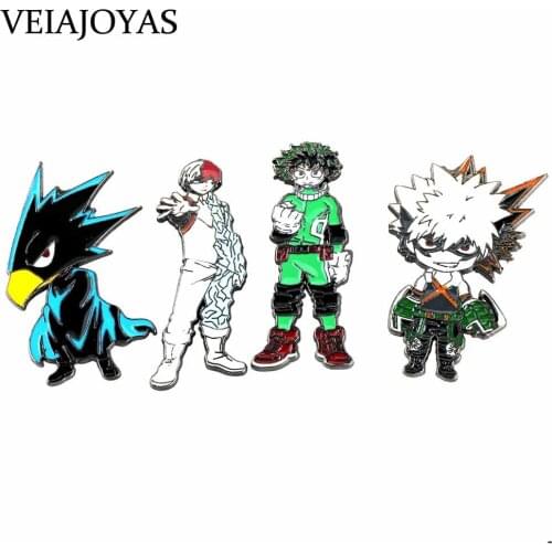 Cartoon Anime My Hero Academia Alloy Brooches Midoriya Izuku Tokoyami Katsuki Cute Figure Pins Enamel Brooches for Boys Girls