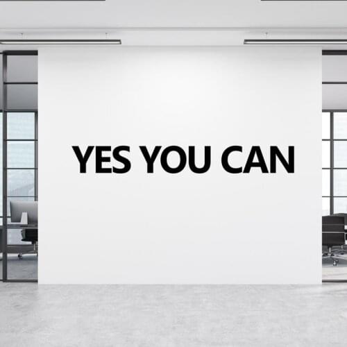 Yes you can, motivation wall vinyl decal, inspirational gym wall decor, success quote, office decor, home gym sticker 2316