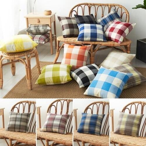 Nordic Fashion Plaids Pillow Case Both Sides Print Cotton Linen Cushion Covers Modern Geometric Sofa Chair Decorative Pillows
