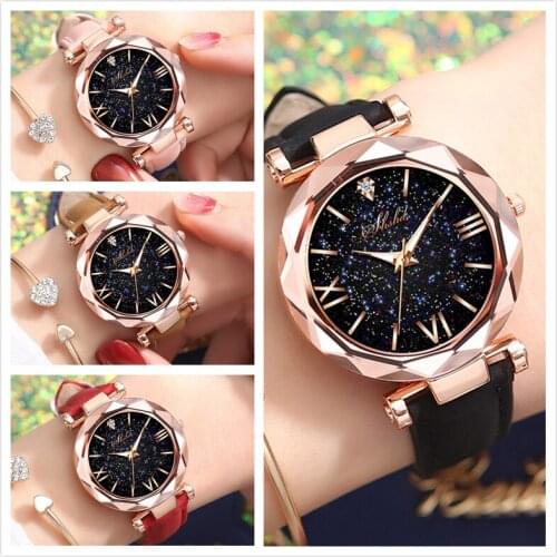 Fashion new frosted belt watch starry sky Roman scale ladies watch men and women casual all-match watch