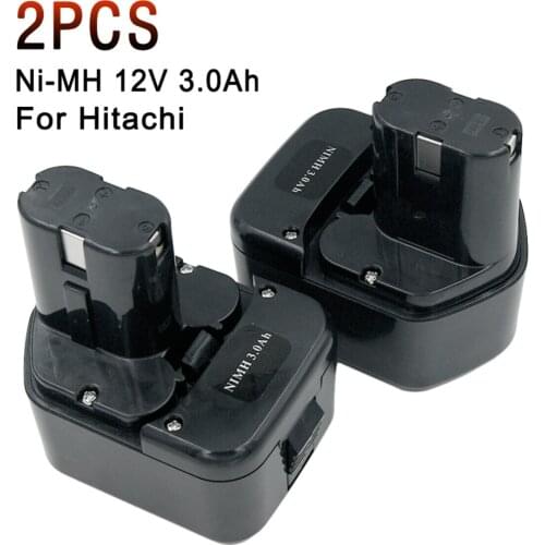 2X 12V 3.0Ah Ni-Mh Rechargeable Tools Battery for Hitachi EB1220HL EB1226HL EB1230HL EB1230X 322629 323226 324279 324360