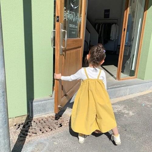 Little Baby Girls Cotton Overalls 12M-9Years Children Clothing Kids Solid Wide Leg Pants For Girls 2 3 4 5 6 7 8 9