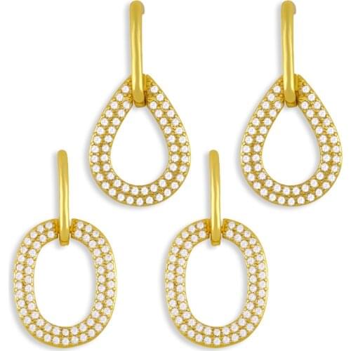 FLOLA Gold Plated Waterdrop Earrings For Women White Stone Drop Earrings Dangle CZ Pave Zirconia Wholesale Jewelry Gifts ersw81