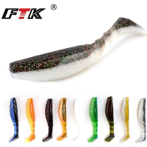 FTK Fishing Lure 90mm/7.5g 110mm/14g Wobblers Carp Fishing Soft Lures Silicone Double Color Pike Bait 3-section tail