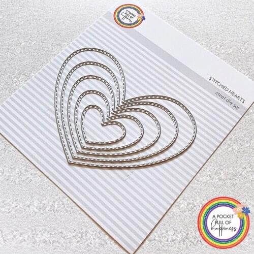 Stitched Hearts Metal Cutting Dies for DIY Scrapbooking Photo Album Decorative Embossing Paper Greeting Card Crafts Die Cut New