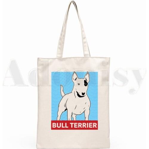 Bull Terrier Dog Pet Design Funny Graphic Hipster Cartoon Print Shopping Bags Girls Fashion Casual Pacakge Hand Bag