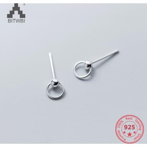 925 Sterling Silver Stud Earrings Fashion Hollow Ring Earrings Temperament Simplicity Light Bead Ear Jewelry For Women Gift