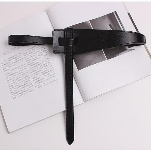 Genuine Leather Self-tie Women Belts Solid Pattern European Irregular Cow Leather Waist Belt Adjustable Waistband Corset Girdle