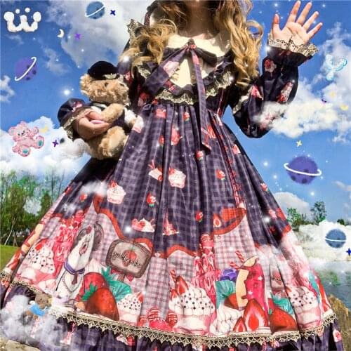 Lolita Dress Harajuku Fashion Cosplay Female Dress Japanese Soft Sister Style Cute Girl Streetwear Kawaii Tea Party Puff Sleeve