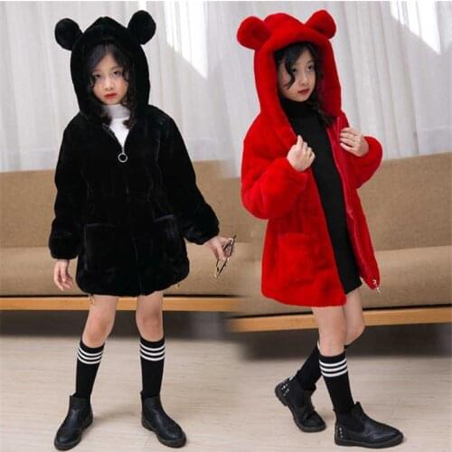 2020 Winter Children Girls Imitation Rabbit Fur Coat Kids Girls Thick Warm Outerwear Clothes Baby Faux Fur Jacket Clothes W225