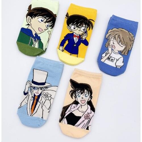 1 Pair Fashion Anime Detective Conan Socks Harajuku Style Edogawa Rachel Moore Cotton Non-Slip Socks Unisex Socks Plush Toys