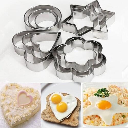 12Pcs/Set Stainless Steel Cookie Fondant Cake Mould Mold Fruit Vegetable Cutter PM010