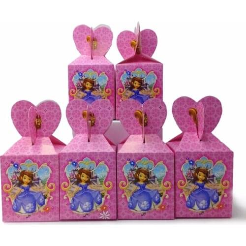 6pcsset Beautiful Princess Sofia Paper candy Box Cartoon Happy Birthday Decoration Theme Party Supply Festival Kids Girl