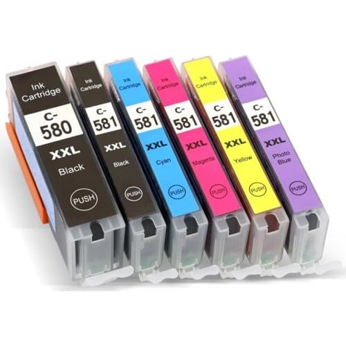 6Pcs For Canon PGI580 CLI581 Ink Cartridge For Canon TR7550 TR8550 TS6150 TS6151 TS8150 TS8151 Office Inkjet Ink Box