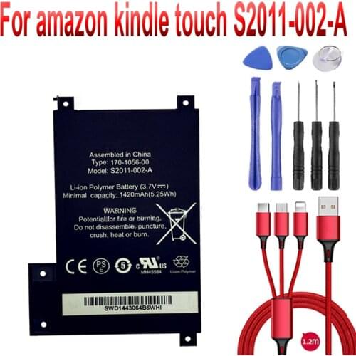 1420mAh S2011-002-S Battery for amazon kindle touch S2011-002-A DR-A014 S2011-002-S 170-1056-00 D01200 Batteri+USB cable+toolkit