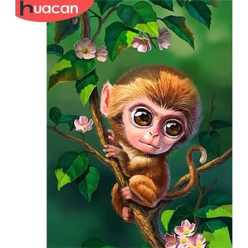 HUACAN 5d Diamond Painting Monkey Mosaic Cartoon Full Square/Round Diamond Embroidery Animal DIY Wall Art Decor For Home