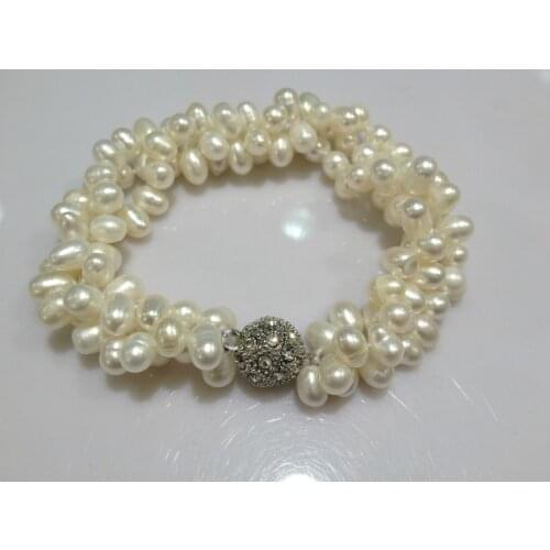 Natural Freshwater Pearl Bracelet Twist Multilayer With Magnet Clasp Real Pearls Free Shipping Dancing Pearls bracelet