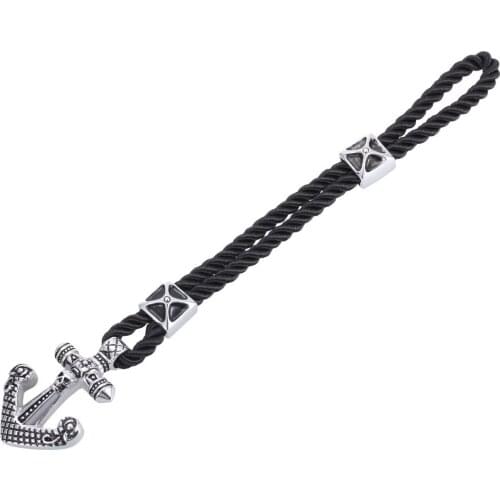 Stainless Steel Anchor Bracelet Navy Style Braided Rope Chain Hook Cuff Bracelet for Men Gift Woven Rope Anchor Chain Bracelet