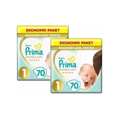 PRİMA 70X2 Pcs = 140 Prima Baby Diaper Premium Care 1 Size Newborn