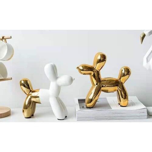 Home Decor Balloon Ceramics Dog Figurines for Interior Nordic Modern Animal Cute Figurine Sculpture Home Living Room Decoration