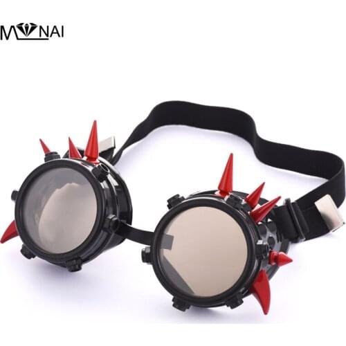 Steampunk Gothic Goggles Flying Scooter Helmet Glasses Cool Steampunk Spikes Rivet Goggles Cosplay Welding Punk Accessoies