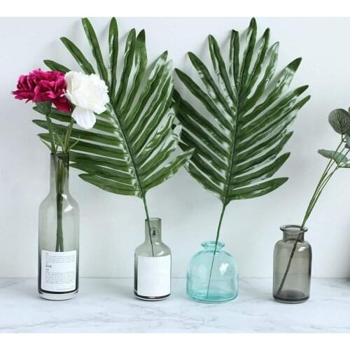 12pcs Artificial Monstera Palm Tree Leaves Simulation Green Plastic Leaf Wedding DIY Decoration Flower Leaves Plant Fake Flowers