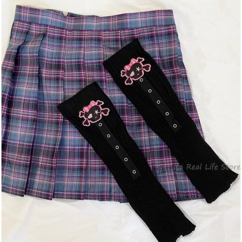 Kawaii Leg Cover Slouch Socks Harajuku Leg Warmers Women Skull Love Heart Knitted Leg Warmer Japanese Socks