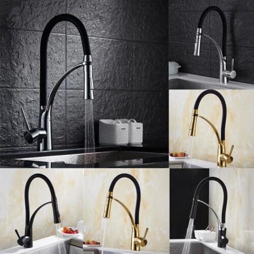 Hot Cold Water Tap with Single Handle Kitchen Crane Tap Gold Kitchen Faucet Mixer Tap Rotation Pulldown Stream Sprayer Taps