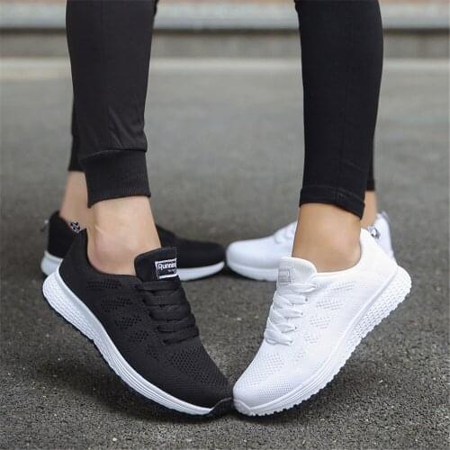 Women Casual Sneakers Summer Sports Shoes for Womens Flats Lace Up Mesh Breathable Ladies Comfort Walking Vulcanized Shoes 2021