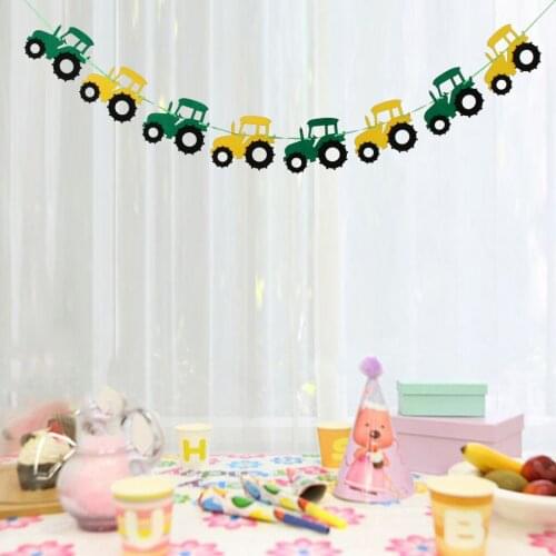 Cool Tractor Car Felt Banner Baby Shower Children Birthday Christening Party Hanging Decorations 3.28 Yards
