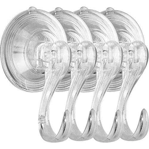 4pcs Suction Cup Hooks Reusable Heavy Duty Vacuum Suction Cup Hook Kitchen Bathroom Wall Hooks Hanger for Towel Sponge Organizer