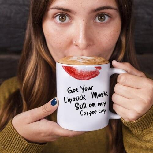 Get Your Lipstick Mark Still on My Coffee Cup 350ml Ceramic Travel Mugs and Tea Cups Friends Gift