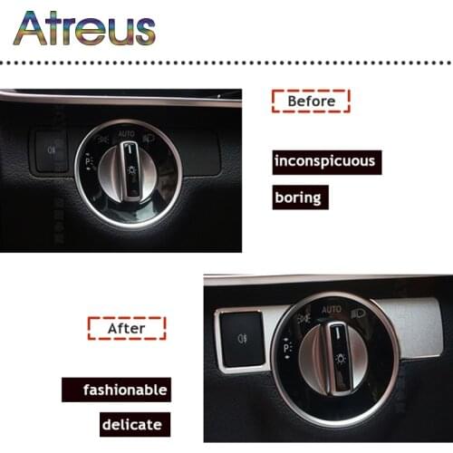 Car Headlight Swith Button Frame Stickers For Mercedes Benz W203 W204 W205 W211 W176 A B C E Class GLE GLK GLA ML GL SLK GLS