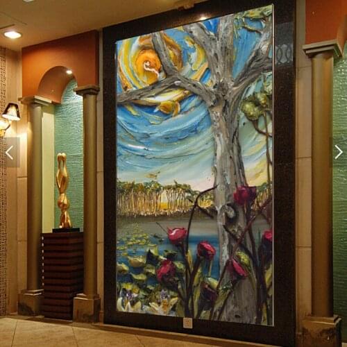 Custom wallpaper for walls 3D, trees and flowers landscape painting for the living room bedroom wall waterproof papel de parede