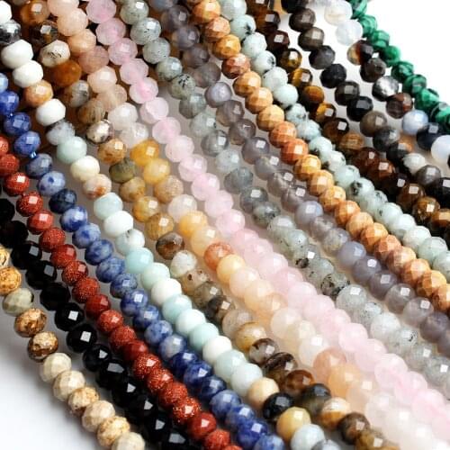 Natural Faceted Stone Beads Wholesale 4*6mm Round Loose Spacer Beads For Jewelry Making DIY Bracelets Necklace Accessories 15