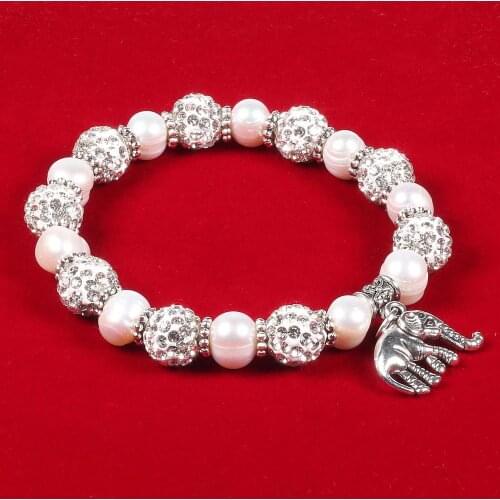 Natural Freshwater Pearl 8-9 Mm Zin-alloy Bracelet With Elegant Pendant 15x20 Mm For Elegant Women Wedding Dress Gift