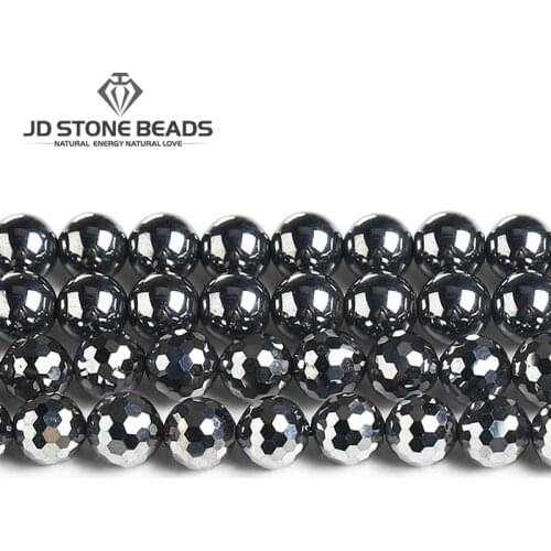 Wholesale Natural Terahertz Round Loose Beads Diy Bracelet Gifts For Men Women Healing Stone 4 6 8 10 12 14MM Jewelry Making