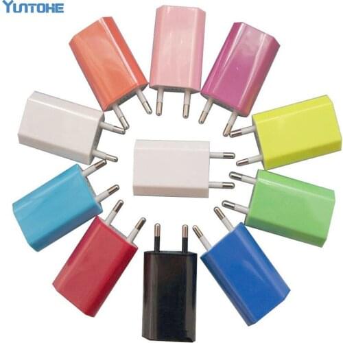 200pcs/lot high Quality New White 10 colors EU USB Wall Home Charger AC Adapter EU Plug EU usb Charger for iphone Cell phone