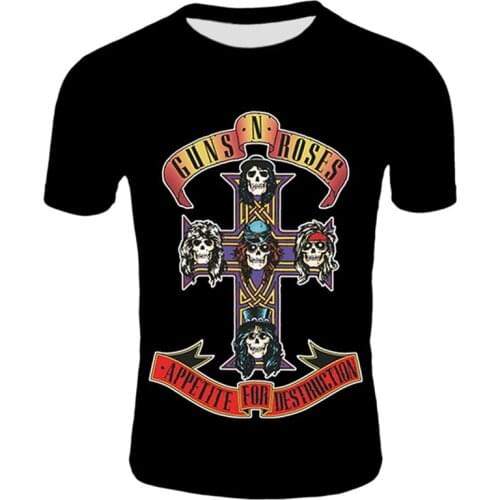 2020 new Wear GUNS and Roses T-shirts Men Summer Black Tshirt Band Street Wear Men 3D Printed t shirt Guns Roses Tee Shirt