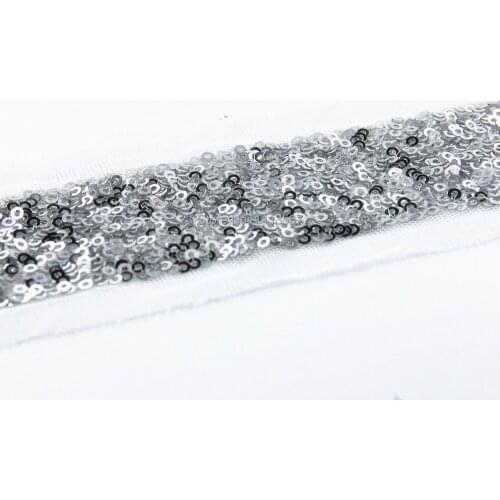 25yards Braid White Lace Silver Round Sequins Trim Costume Applique Decorated Lace Ribbon Trim For Dress Clothes Sewing t430