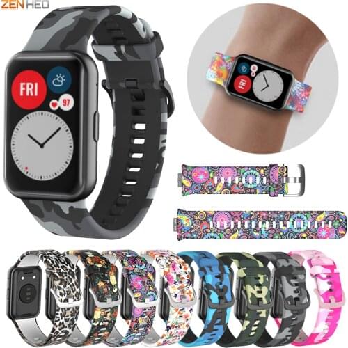 Printing Silicone Strap for Huawei Watch Fit Smart Watch Band Replacement Bracelet Wristband for Huawei Watch Fit