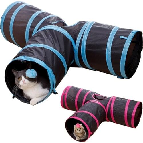 Foldable Pet Cat Tunnel Toy Interactive Cat Teaser Tube Indoor Outdoor Pet Tunnel Training Exercising Hiding Cat Toy Supplies