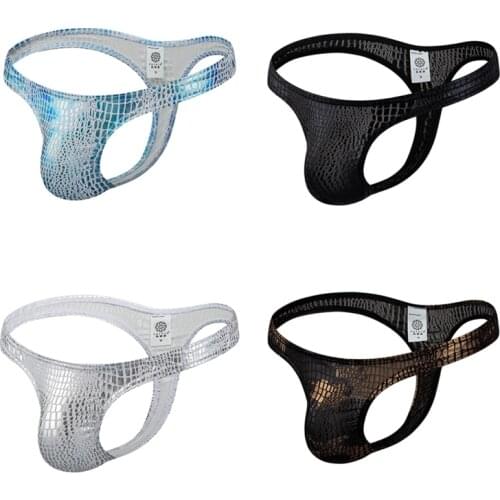 16 Styles Low-waist Snake skin Thongs String Penis Big Pouch Stage G-string Gay Erotic T-back Shinny interior hombre Underwear