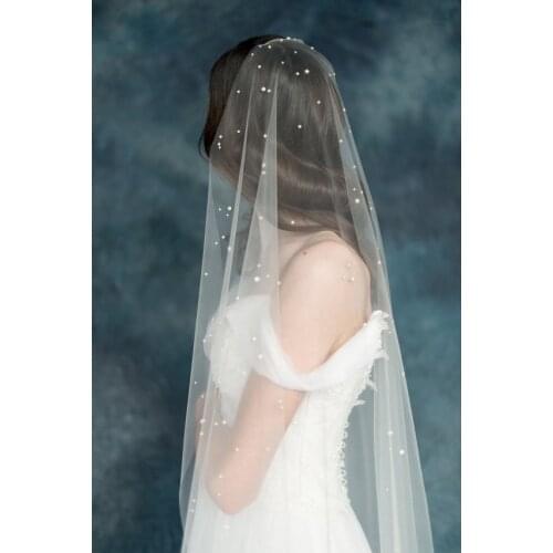New Arrival Ivory/White Wedding Bridal Veils Pearls Wedding Veils Free Shipping