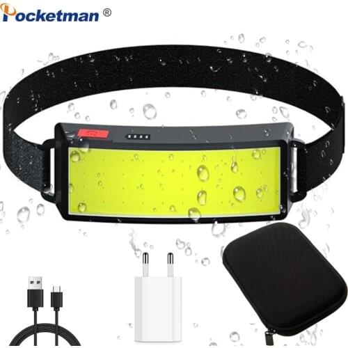 20000LM LED Headlamp COB Portable Waterproof LED Headlight With Built-in Battery Flashlight USB Rechargeable Head lamp torch