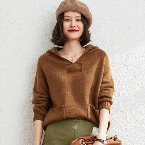 High-End 2021 Autumn Winter 100% Cashmere Sweater Womens Female Loose Large Size Knitted Ladys Grade Up Jumpers Tops Outwear
