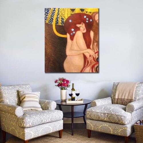 Gold Painting Gustav Klimt Portrait Woman Art Nude Handmade Oil On Canvas Beethoven Frieze Modern Artwork Wall Decor Gift
